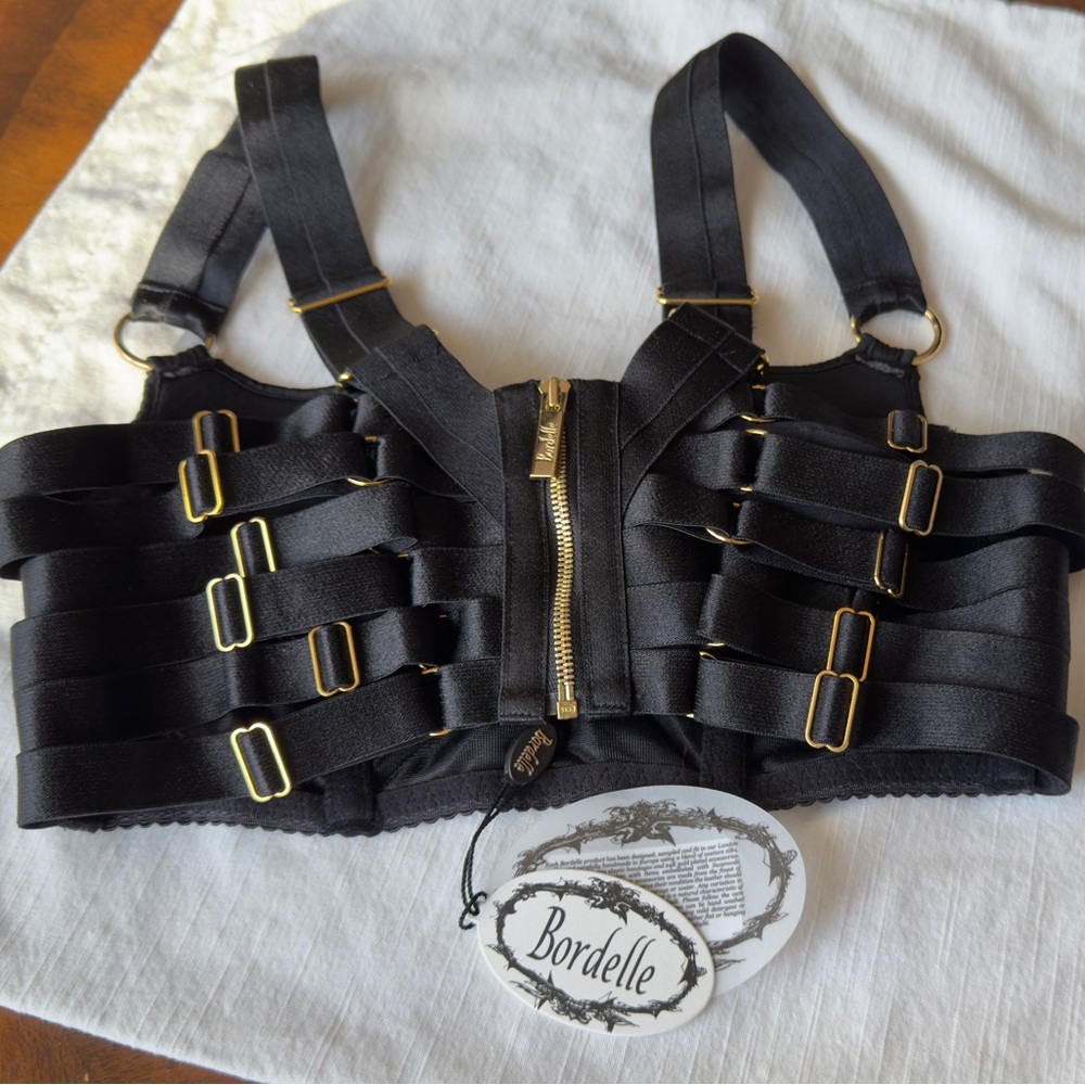 *NWT* BORDELLE Signature Silk Longline Bodice Bra Black SS 32B - Picture 11 of 13